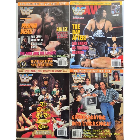 Vintage 1994-95 WWF Magazines With Posters & Trading Cards Wrestling Nostalgia - Picture 1 of 12